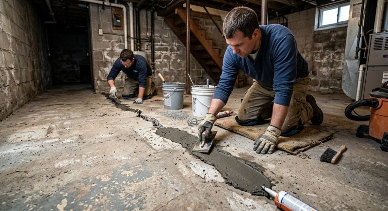 Cracked Basement Floor Repair in Chesterfield, VA